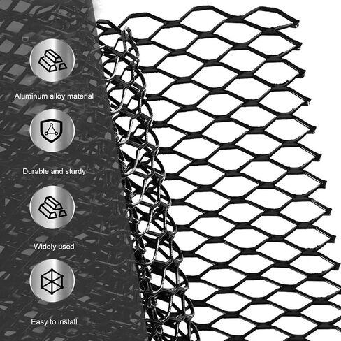 1 PC Car Grill Mesh ، 3 × 6 مم من سبيكة الألومنيوم من الألومنيوم ، شبكة الشبكة الأمامية ، 39.37 "× 12.99" شبكة حماية تنفيس متعددة الوظائف ، فتحات التهوية العالمية للسيارات (الأسود) in Saudi Arabia