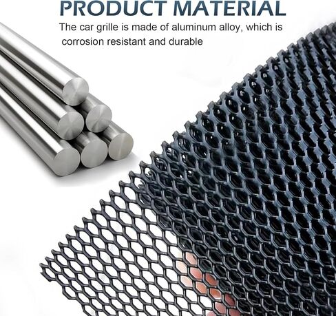 1 PC Car Grill Mesh ، 3 × 6 مم من سبيكة الألومنيوم من الألومنيوم ، شبكة الشبكة الأمامية ، 39.37 "× 12.99" شبكة حماية تنفيس متعددة الوظائف ، فتحات التهوية العالمية للسيارات (الأسود) in Saudi Arabia