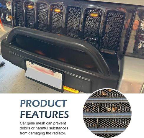 1 PC Car Grill Mesh ، 3 × 6 مم من سبيكة الألومنيوم من الألومنيوم ، شبكة الشبكة الأمامية ، 39.37 "× 12.99" شبكة حماية تنفيس متعددة الوظائف ، فتحات التهوية العالمية للسيارات (الأسود) in Saudi Arabia
