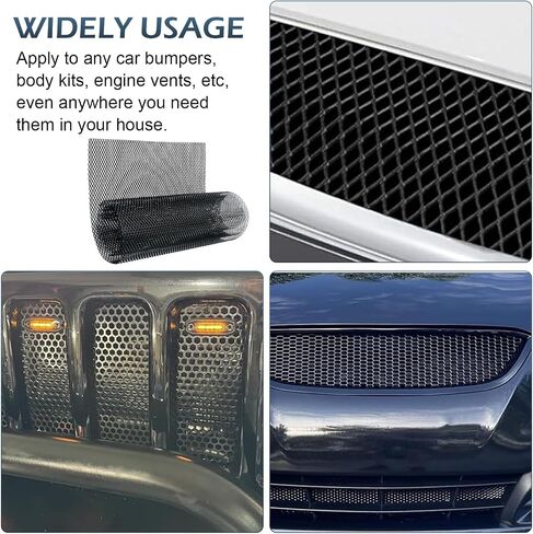 1 PC Car Grill Mesh ، 3 × 6 مم من سبيكة الألومنيوم من الألومنيوم ، شبكة الشبكة الأمامية ، 39.37 "× 12.99" شبكة حماية تنفيس متعددة الوظائف ، فتحات التهوية العالمية للسيارات (الأسود) in Saudi Arabia