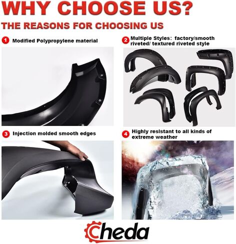 مجموعة Cheda Fender Flares مجموعة متوافقة مع 2014 2015 2016 2017 2018 2019 in Kuwait