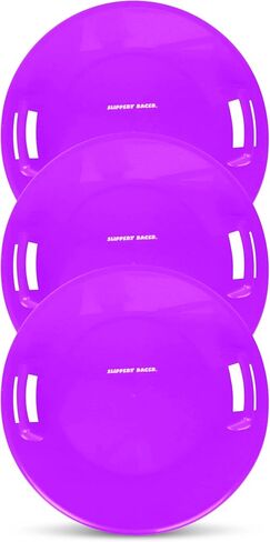 Slippery Racer Heavy-Duty Cold Resistant Downhill Pro Adults and Kids Plastic Outdoor Winter Saucer Disc Snow Sled with Handles- (RED, 2) in Saudi Arabia