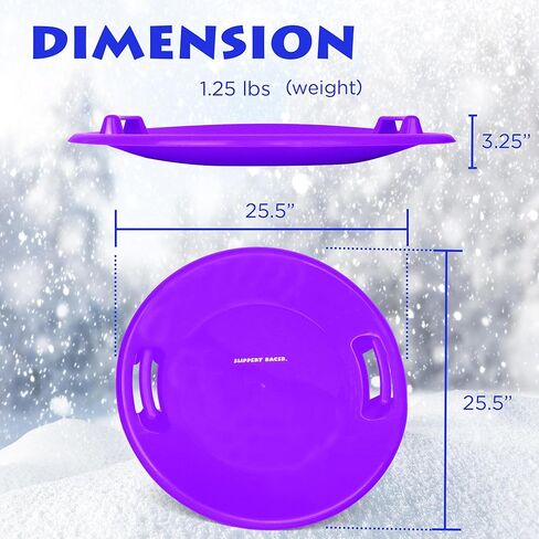 Slippery Racer Heavy-Duty Cold Resistant Downhill Pro Adults and Kids Plastic Outdoor Winter Saucer Disc Snow Sled with Handles- (RED, 2) in Saudi Arabia