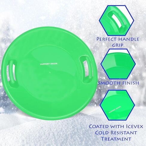 Slippery Racer Heavy-Duty Cold Resistant Downhill Pro Adults and Kids Plastic Outdoor Winter Saucer Disc Snow Sled with Handles- (Purple, 1) in Kuwait