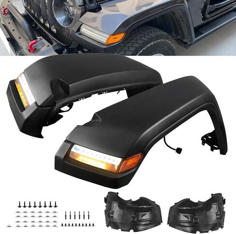 Frend Fender Flares مع الأضواء المتوافقة مع Jeep Wrangler JL JLU/RUBICON 2/4-DOOR 2018-2024 TOP TOP TOP in Kuwait