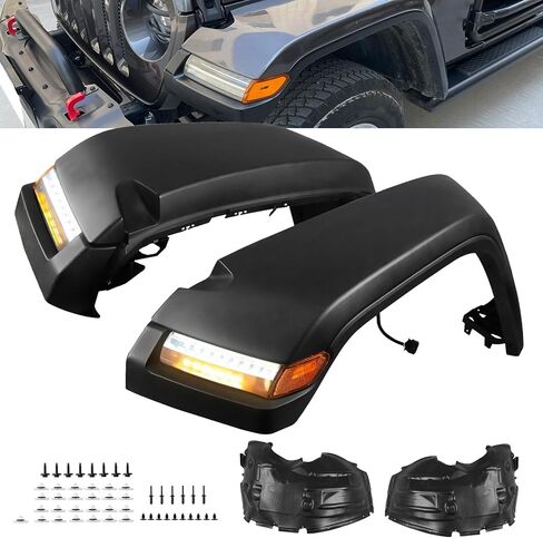 Frend Fender Flares مع الأضواء المتوافقة مع Jeep Wrangler JL JLU/RUBICON 2/4-DOOR 2018-2024 TOP TOP TOP in Saudi Arabia