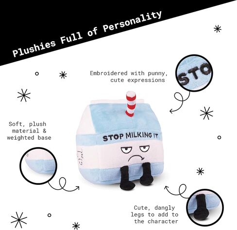 Milking It Plushie, Funny Meme Gag Gift, Comical Plush Collectible, Stocking Stuffer Present, Great for Emotional Support, Fun Desk Accessory, Weighted Base for Display in Kuwait