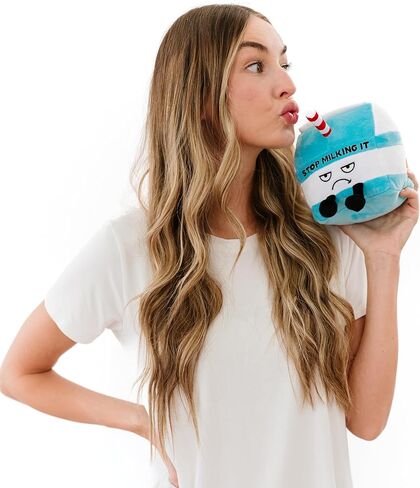 Milking It Plushie, Funny Meme Gag Gift, Comical Plush Collectible, Stocking Stuffer Present, Great for Emotional Support, Fun Desk Accessory, Weighted Base for Display in Kuwait