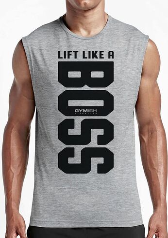 Lift Like a Boss Graphic Fitness Tank, Sleeveless Bodybuilding Athletic Tank Top in Kuwait