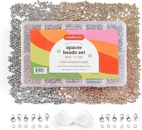 Incraftables Rondelle Beads for Jewelry Making 800pcs. Rhinestone Spacer Beads for Kids & Adults. Crystal Rondelle Spacer Beads for Bracelet Making (6mm, 8mm & 10 mm). Bead Spacers for Jewelry Making in Saudi Arabia