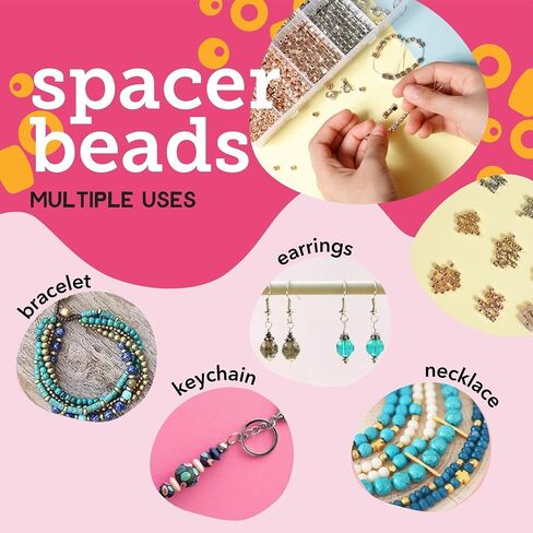 Incraftables Rondelle Beads for Jewelry Making 800pcs. Rhinestone Spacer Beads for Kids & Adults. Crystal Rondelle Spacer Beads for Bracelet Making (6mm, 8mm & 10 mm). Bead Spacers for Jewelry Making in Saudi Arabia