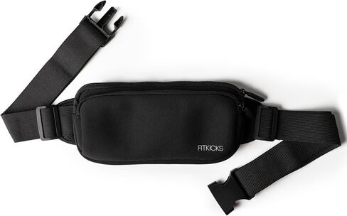 FITKICKS Fitzip Belt Bag and Crossbody Fanny Pack, Waist Pouch with Adjustable Strap - Black in Kuwait