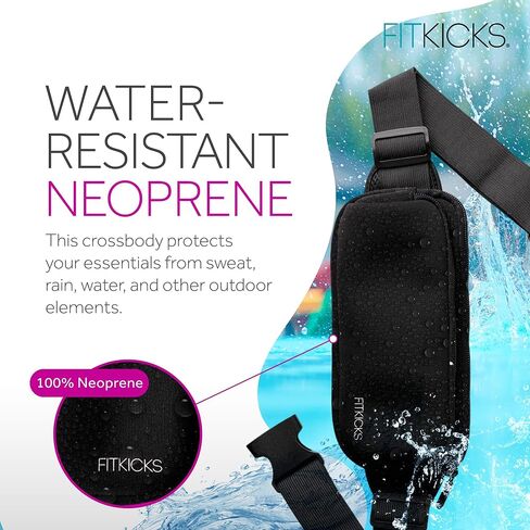 FITKICKS Fitzip Belt Bag and Crossbody Fanny Pack, Waist Pouch with Adjustable Strap - Black in Kuwait