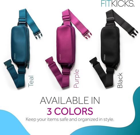 FITKICKS Fitzip Belt Bag and Crossbody Fanny Pack, Waist Pouch with Adjustable Strap - Black in Kuwait