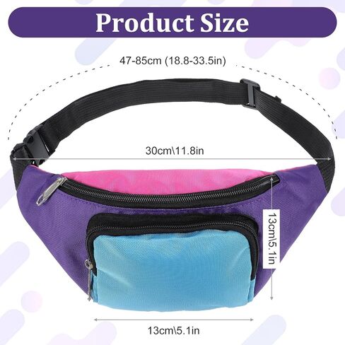 6 Pcs Retro 80s 90s Fanny Pack Retro Belt Bag 2 Pockets Neon Fanny Small Waist Packs for Jogging Traveling Party Costumes Holiday Festival 80s Theme Party in Saudi Arabia