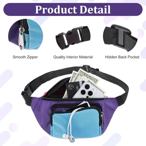 6 Pcs Retro 80s 90s Fanny Pack Retro Belt Bag 2 Pockets Neon Fanny Small Waist Packs for Jogging Traveling Party Costumes Holiday Festival 80s Theme Party in Saudi Arabia
