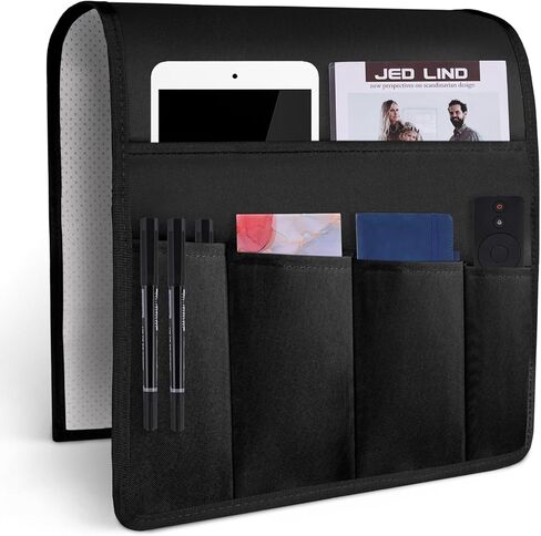 Hakacc Armshair Caddy for Couch Remote Control Holder ، منظم مسند ذراع الأريكة ، كرسي كرسي Caddy لمنظم التخزين بجانب السرير 5 جيوب للمنزل. in Kuwait