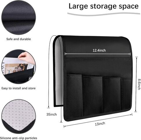 Hakacc Armshair Caddy for Couch Remote Control Holder ، منظم مسند ذراع الأريكة ، كرسي كرسي Caddy لمنظم التخزين بجانب السرير 5 جيوب للمنزل. in Kuwait