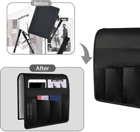 Hakacc Armshair Caddy for Couch Remote Control Holder ، منظم مسند ذراع الأريكة ، كرسي كرسي Caddy لمنظم التخزين بجانب السرير 5 جيوب للمنزل. in Kuwait