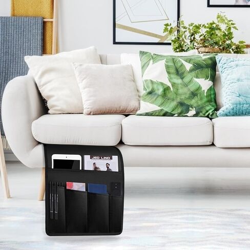 Hakacc Armshair Caddy for Couch Remote Control Holder ، منظم مسند ذراع الأريكة ، كرسي كرسي Caddy لمنظم التخزين بجانب السرير 5 جيوب للمنزل. in Kuwait