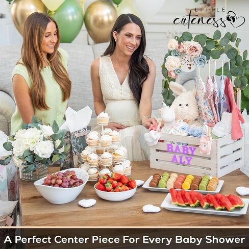 Wooden Baby Shower Crate Closet - Customizable Wooden Crate Box with Dual Rod System, Personalized Baby Shower Basket Alphabet Letters, Easy Assembly Baby Baskets for Baby Shower, 16" x 11.8" x 8" in Saudi Arabia
