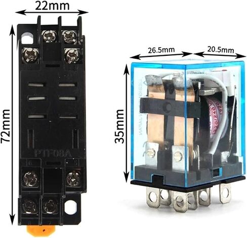 Intermediate Relay HH62P LY2NJ 10A Micro Electromagnetic Relay AC/DC 12V 24V 110V 220V 380V with 8 Pins Socket Base PTF08A (AC-12V-With-socket) in Saudi Arabia