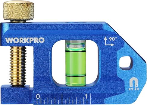 WORKPRO 8-Inch Magnetic Torpedo Level, Aluminum Alloy Construction, 4 Bubble Vials for 0°/90°/45°/30° Measurements, Cobalt Blue in Kuwait