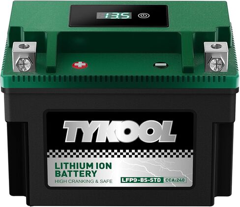 ytx9 -bs -std 240cca lithium lifepo4 stypercycle battery ، 2x amps amps ، 5x life ، powersports battery ، for scooter ، atv ، utv (polaris 150cc) ، bmw (310cc ، 650cc ، 1000cc) ، honda ، kawasaki in Kuwait
