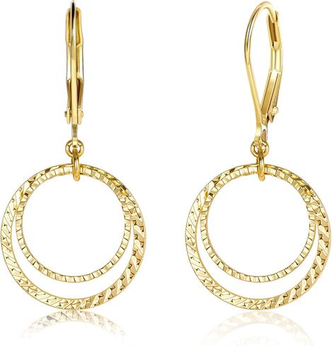 Sterling Silver Circle Leverback Earrings for Women Gold and Silver Circle Textured Drop Dangle Earrings Jewelry Hypoallergenic Hammered Leverback Sterling Silver Dangle Earrings for Jewelry Gifts in Saudi Arabia