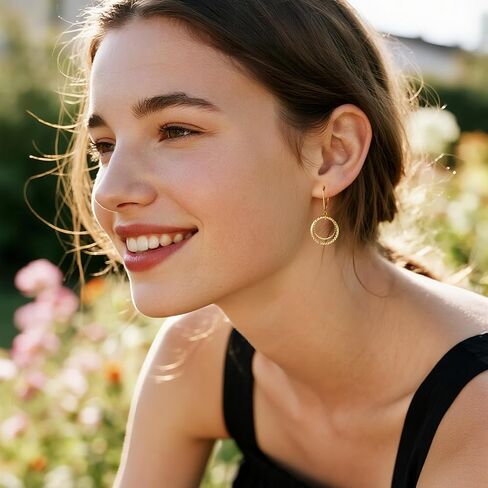 Sterling Silver Circle Leverback Earrings for Women Gold and Silver Circle Textured Drop Dangle Earrings Jewelry Hypoallergenic Hammered Leverback Sterling Silver Dangle Earrings for Jewelry Gifts in Saudi Arabia