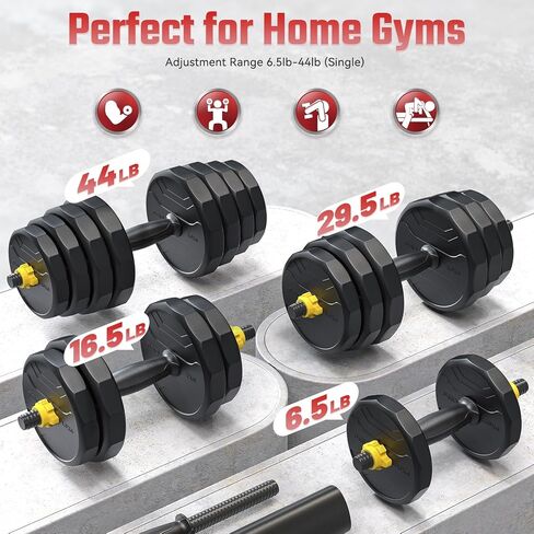 FEIERDUN Adjustable Dumbbells, 40/48/68/88lbs Free Weight Set with 4 Modes, Used as Barbell, Kettlebells, Push up Stand, Fitness Exercises for Home Gym Suitable Men/Women in Kuwait