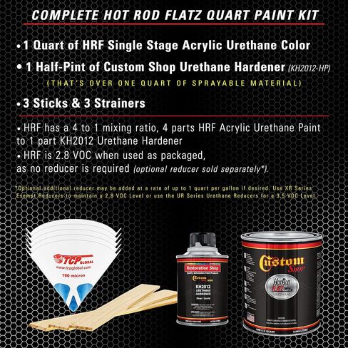 متجر مخصص - Wimbledon White - Hot Rod Flatz Flat Matte Matte Satin Urethane Auto Paint - Complete Quart Paint Kit - Professional Low Shine Automotive ، Car Truck Truck ، in Saudi Arabia