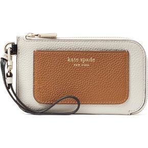 Kate Spade New York Women's Ava Colorblocked Pebbled Leather Coin Card Case Wristlet, Parchment Multi, Carry-On 20-Inch in Kuwait