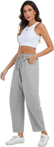 Kissonic Womens Barrel Legpants Swinkpants مرنة الخصر السراويل الساق الساق الساقين فضفاضة السراويل مع جيوب in Saudi Arabia