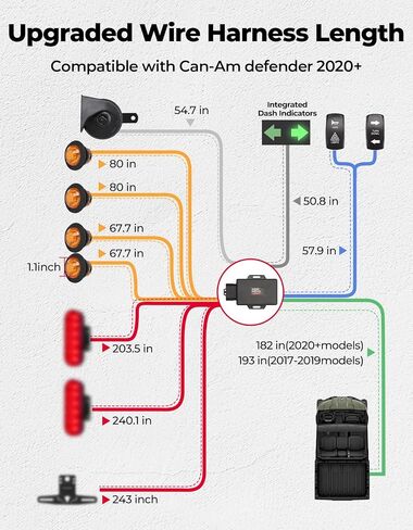 Kemimoto Trend Signal Kit متوافقة مع 2020+ Defender Can-Am ، Street Legal Kit مع قرن 110 ديسيبل ، و utv blinker بوقت 110 ديسيبل ، مع إشارة الانتقال الذاتي وضوء الخطر in Kuwait