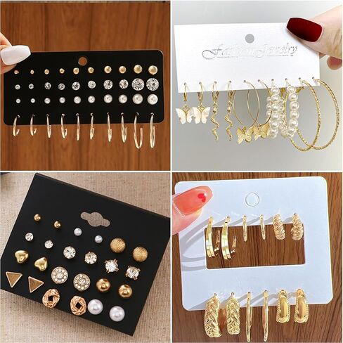 65pcs Gold Plated Jewelry Set include Multi Layered Necklaces, Bracelets and Earrings Set, Crosses Pearls Layered Choker Designs for Women Party Friendship Gift​​ in Kuwait