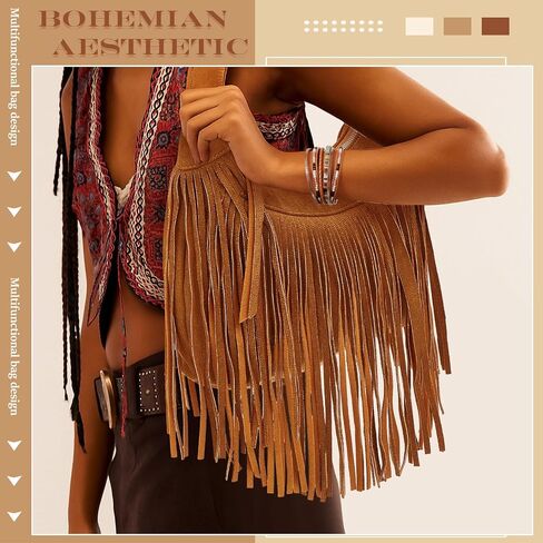 Quelay 4 PCS Boho Bag Jewelry مجموعة المجوهرات الغربية تشمل مجموعة Fringe Boho Presh Plased Dchoker Necklace Weather Writing Hippie Droping Drop rapring for Women Party Daily Vacation in Saudi Arabia