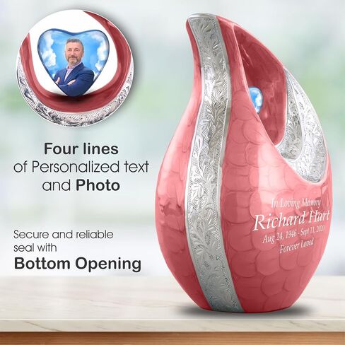 Personalized Photo & Text White Teardrop Cremation Urns for Adult Ashes Male Female - 156 Lbs Burial Urns for Human Ashes - Handcrafted Funeral Decorative Urn for Ashes Adult with Velvet Bag in Kuwait