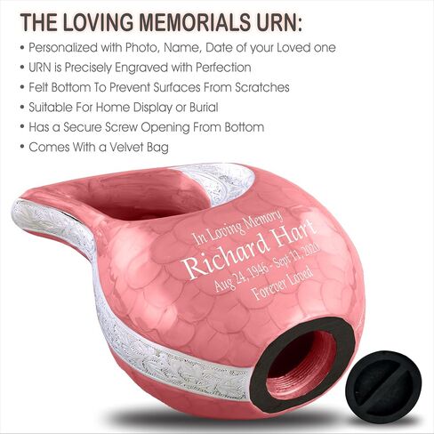 Personalized Photo & Text White Teardrop Cremation Urns for Adult Ashes Male Female - 156 Lbs Burial Urns for Human Ashes - Handcrafted Funeral Decorative Urn for Ashes Adult with Velvet Bag in Kuwait