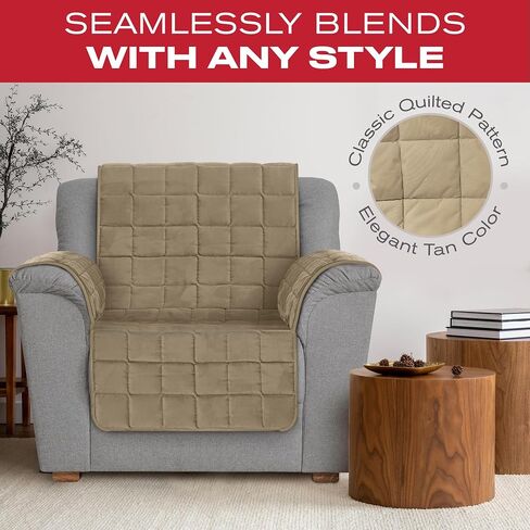 Quilted Electric Armchair Heater and Chair Protector Against Spills, Wear, and Pet Fur, Heated Recliner Cover, Heated Pad for Chair Heated Seat Warmer Pad Water-Resistant Vegan Microsuede in Saudi Arabia