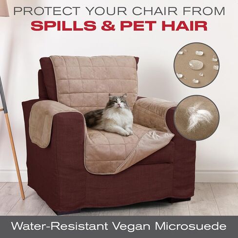 Quilted Electric Armchair Heater and Chair Protector Against Spills, Wear, and Pet Fur, Heated Recliner Cover, Heated Pad for Chair Heated Seat Warmer Pad Water-Resistant Vegan Microsuede in Saudi Arabia