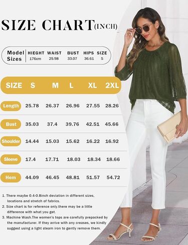 Relipop Womens 3/4 Sleeve Sparkle Top Casual Loose Fit Mesh Pleated Double Layered Tunic Tops in Kuwait