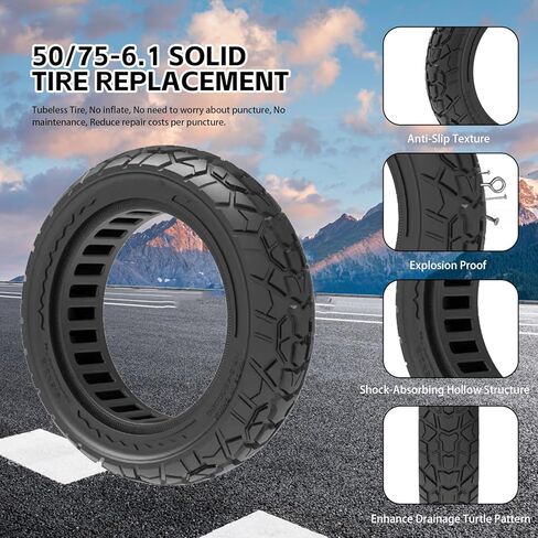 50/75-6.1 Solid Tires, 8.5x2 inch 8 1/2 x2 Electric Scooter Tire Replacement [Tubeless Tires] [Puncture-Proof] [Explosion-Proof] [Anti-Skid] [Wear-Resistant] [with Tire Levers] (2 Pack) in Saudi Arabia
