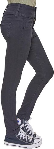 YMI Jeans Girls 3 Button Essential Skinny Jeans with Faux Front Pockets, Midnight Sky Blue Rips, 10 in Saudi Arabia