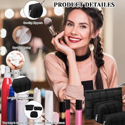 3 PCS أكياس مكياج منتفخ منتفخات مستحضرات تجميلية للنساء اللطيفات المتقلب كيس الأزياء الأثرية. in Saudi Arabia