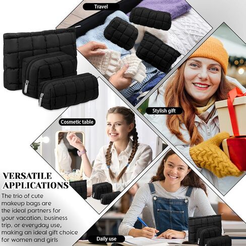 3 PCS أكياس مكياج منتفخ منتفخات مستحضرات تجميلية للنساء اللطيفات المتقلب كيس الأزياء الأثرية. in Saudi Arabia