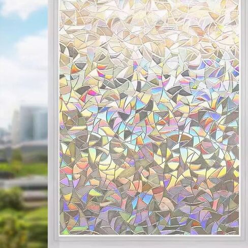 Window Privacy Film Decorative Stained Glass Window Film Sunscreen Glass Adsorption Film Suitable for Tenants Electrostatic Adsorption Frosted Stickers for Home Doors (RainbowYXJ, 23.6 * 78.7inch) in Saudi Arabia