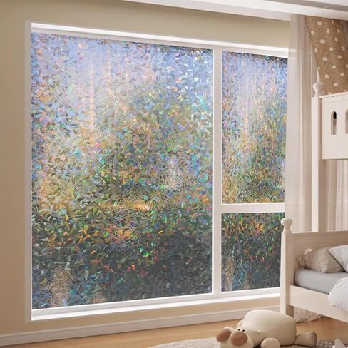 Window Privacy Film Decorative Stained Glass Window Film Sunscreen Glass Adsorption Film Suitable for Tenants Electrostatic Adsorption Frosted Stickers for Home Doors (RainbowYXJ, 23.6 * 78.7inch) in Saudi Arabia