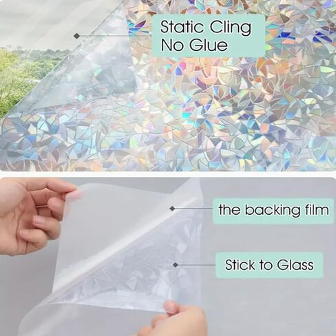 Window Privacy Film Decorative Stained Glass Window Film Sunscreen Glass Adsorption Film Suitable for Tenants Electrostatic Adsorption Frosted Stickers for Home Doors (RainbowYXJ, 23.6 * 78.7inch) in Saudi Arabia