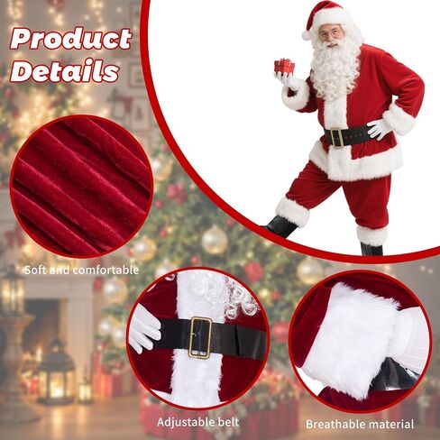 Santa Claus Costume Santa Suits for Men Santa Outfit for Christmas Cosplay Costume in Saudi Arabia
